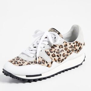 Golden Goose White and Leopard Print Sneakers